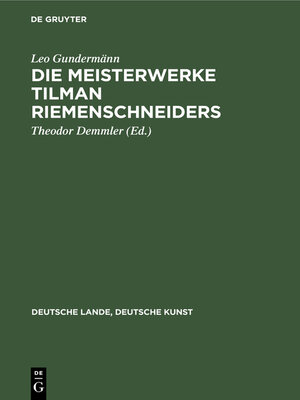 cover image of Die Meisterwerke Tilman Riemenschneiders